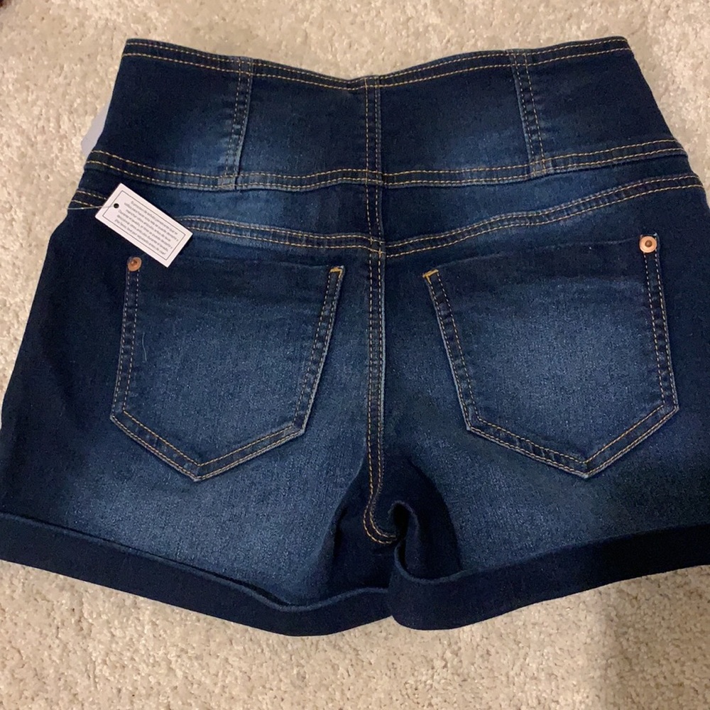 High Rise No Ripped Jean Shorts - Picture 3 of 4
